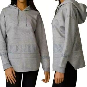 Adidas Womens Originals Three Stripe Trefoil Hoodie Oversized Sweatshirt Small